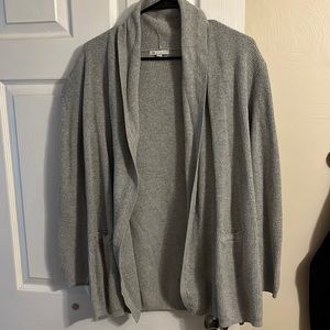 light grey heather cardigan with pockets and fold over neck